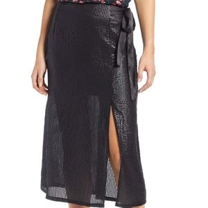 Black Sequin Midi Skirt